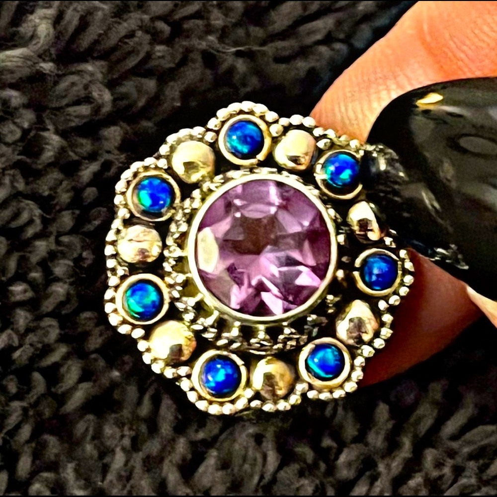 Color change Alexandrite & Fire Opal Ring